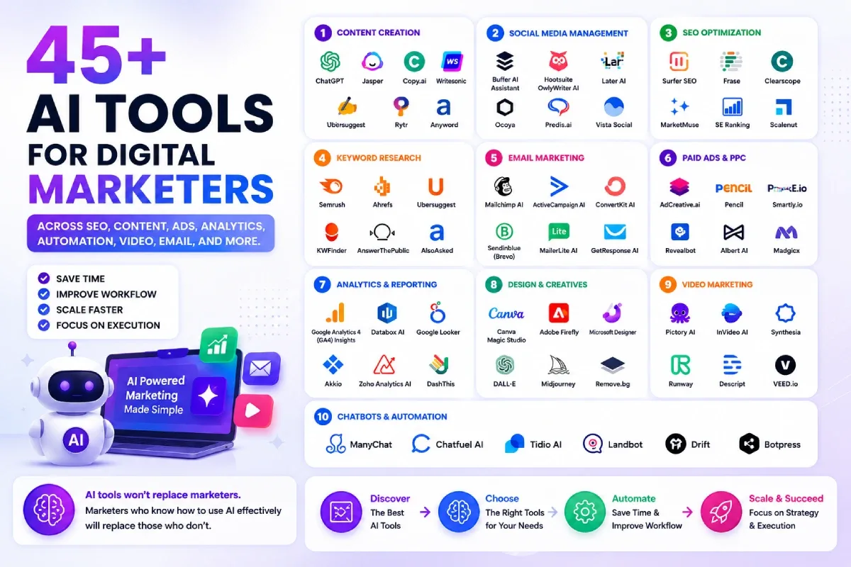 45 Best AI Tools for Digital Marketers
